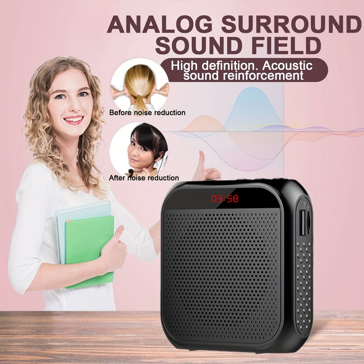 Portable Voice Amplifier with Headset Microphone