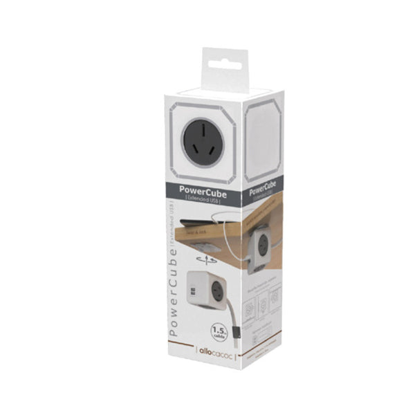 NNEDSZ USB Powerboard 4-Outlets 2 USB Ports Grey-White 1.5m